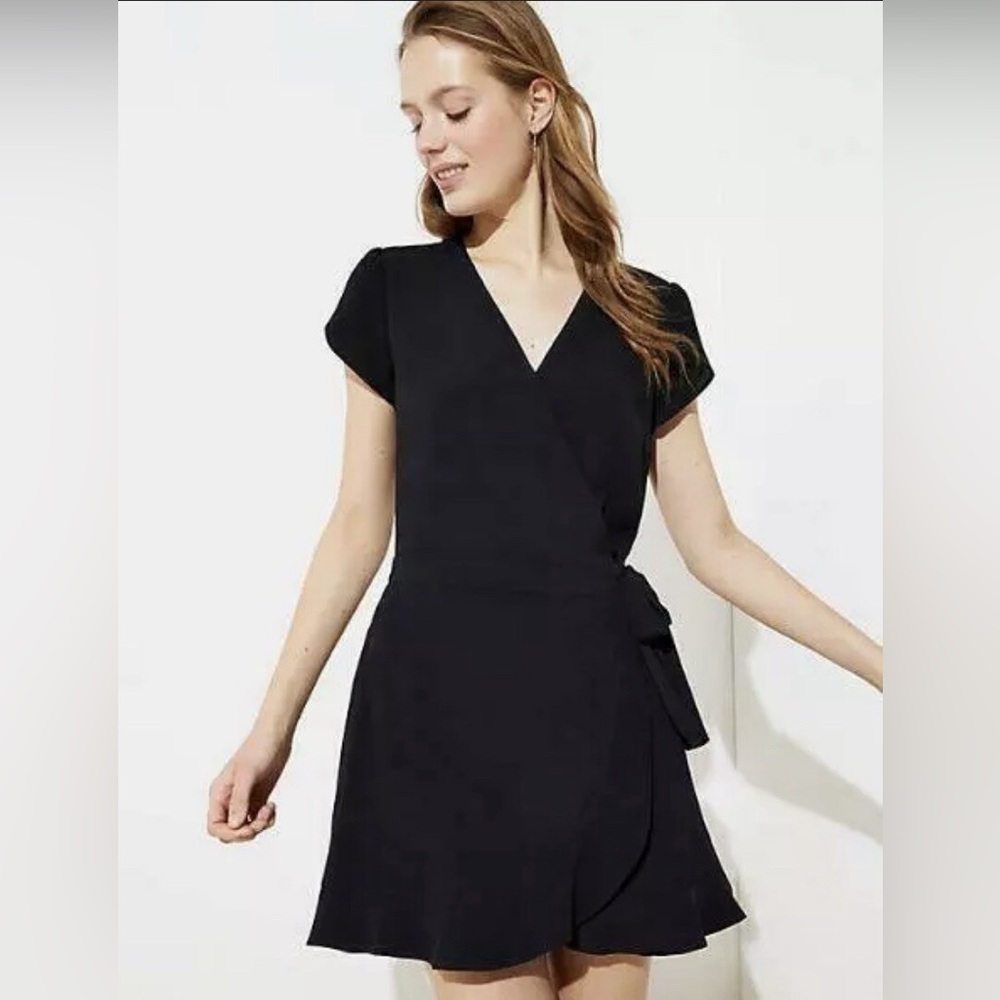 LOFT Black Wrap Skort Romper